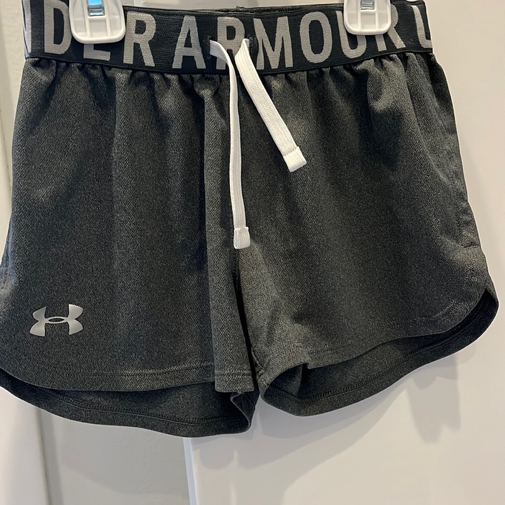 Under Armour Running Shorts, grey, (Big Girls Size S)